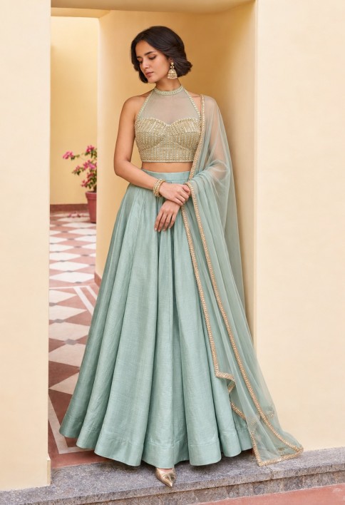 Exuberant Embroidered Silk Readymade Lehenga Choli